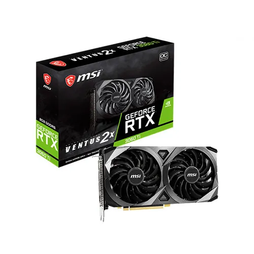 ((امکان پرداخت اقساطی))کارت گرافیک ام اس آی مدل GeForce RTX 3060 ti msi VENTUS 2X Oc کارکرده بدون کارتن